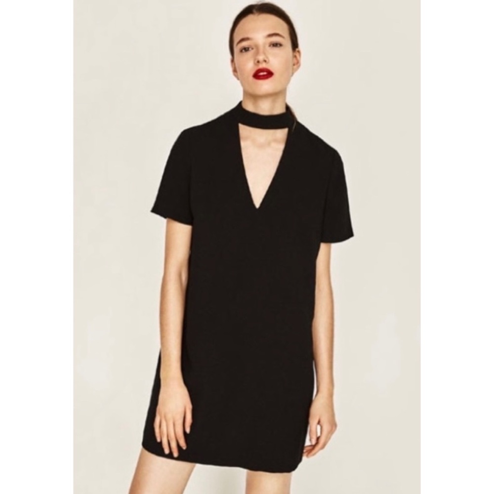 Zara Choker V Plunge Shift Mini Dress